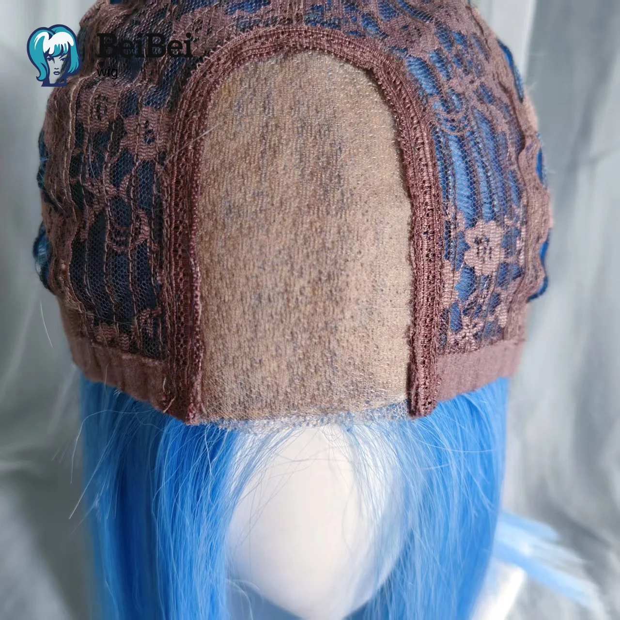 Short Blue Wig for Women 14inch Shoulder Straight Hair Wig Middle Part 4*1 Lace Frontal Synthetic Wigs High Quality for Cosplay