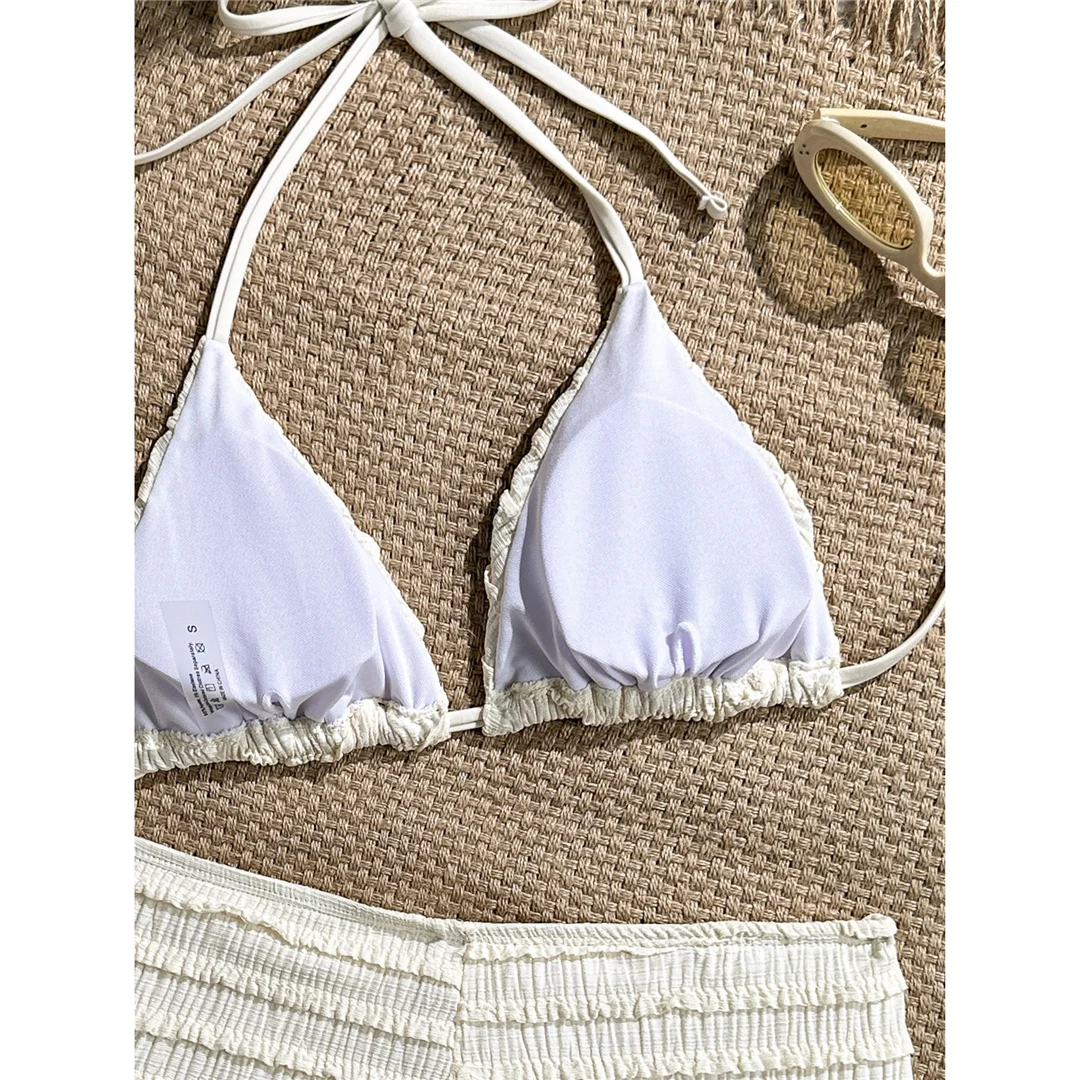 Pailletten-Sternfisch-Neckholder-Bikini mit hoher Taille, Damen-Badeanzug, zweiteiliges Bikini-Set, Badebekleidung, Badeanzug, Schwimmanzug V8215 – Detail 5