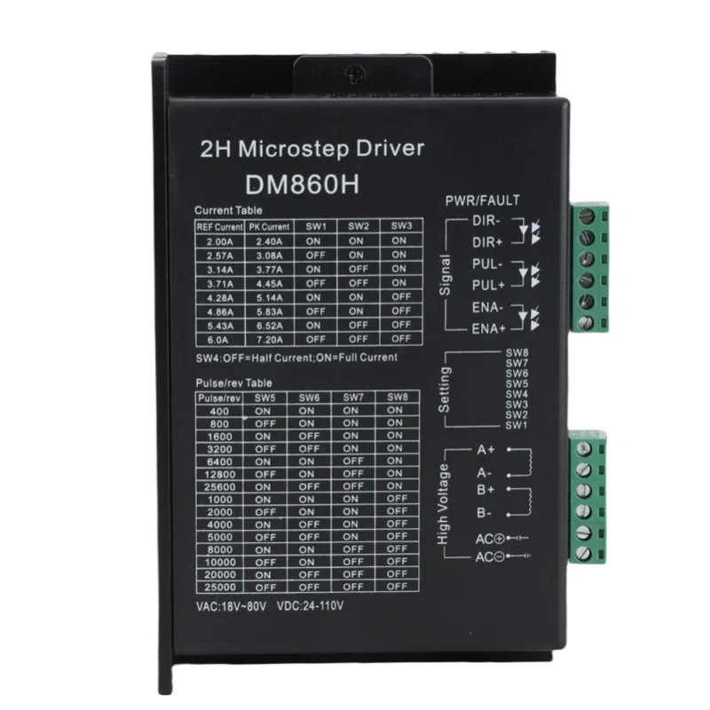 

Драйвер шагового двигателя 2-фазный с оптической изоляцией входного сигнала, универсальный NEMA23 NEMA34 DM860H