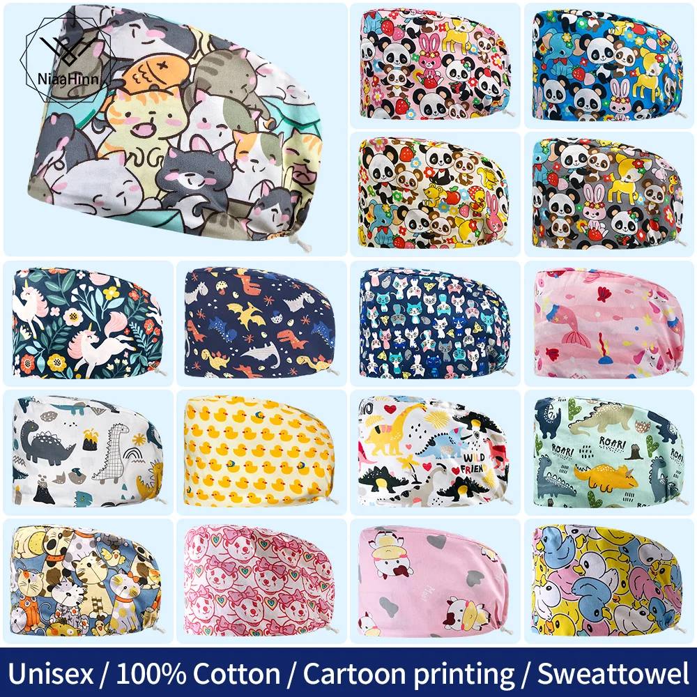 Gorro quirúrgico para mujer, gorro para el pelo de enfermera, protección limpia, gorro de trabajo de enfermería, de algodón transpirable de alta calidad, venta al por mayor