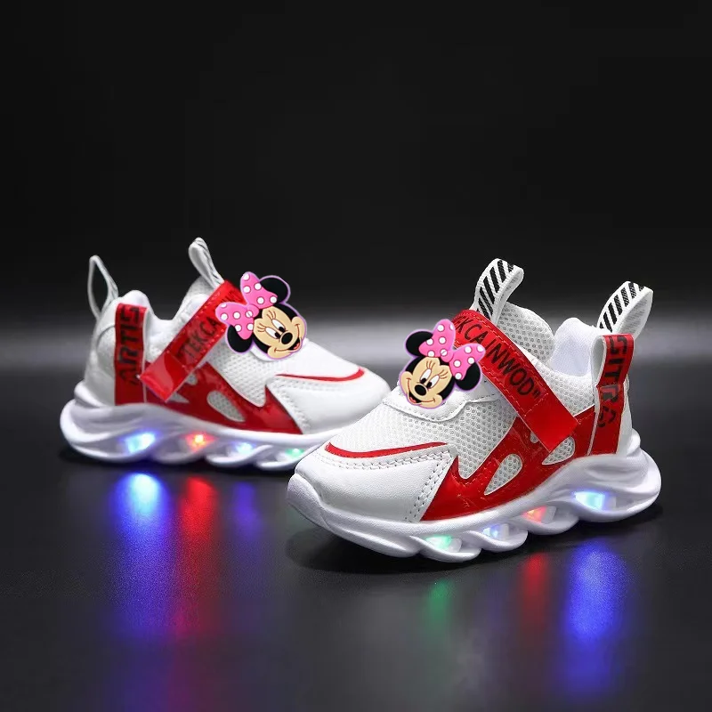 

Disney Mickey Mouse New Kids Breathable Lighted Casual Shoes girl boy LED Light Sneakers Mesh Fashion Toddler Shoes