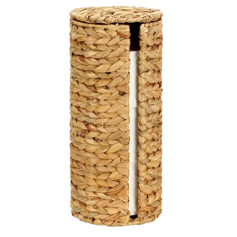 

A60zstanding Toilet Paper Holder Stand-Water Hyacinth Design, 3 Rolls Toilets Tissue Storage Capacity, With Lidmay