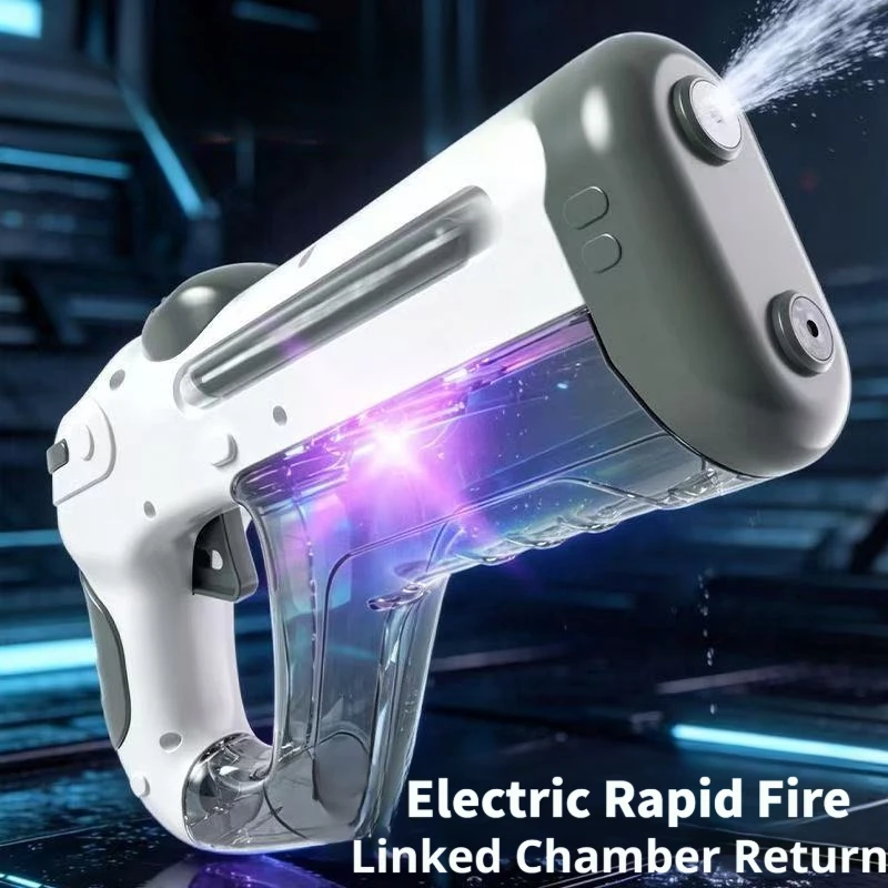 Summer Outdoor Electric Pulse Water Gun with Colorful Lights High Pressure Automatic Continuous Shot for Interaction Play Water