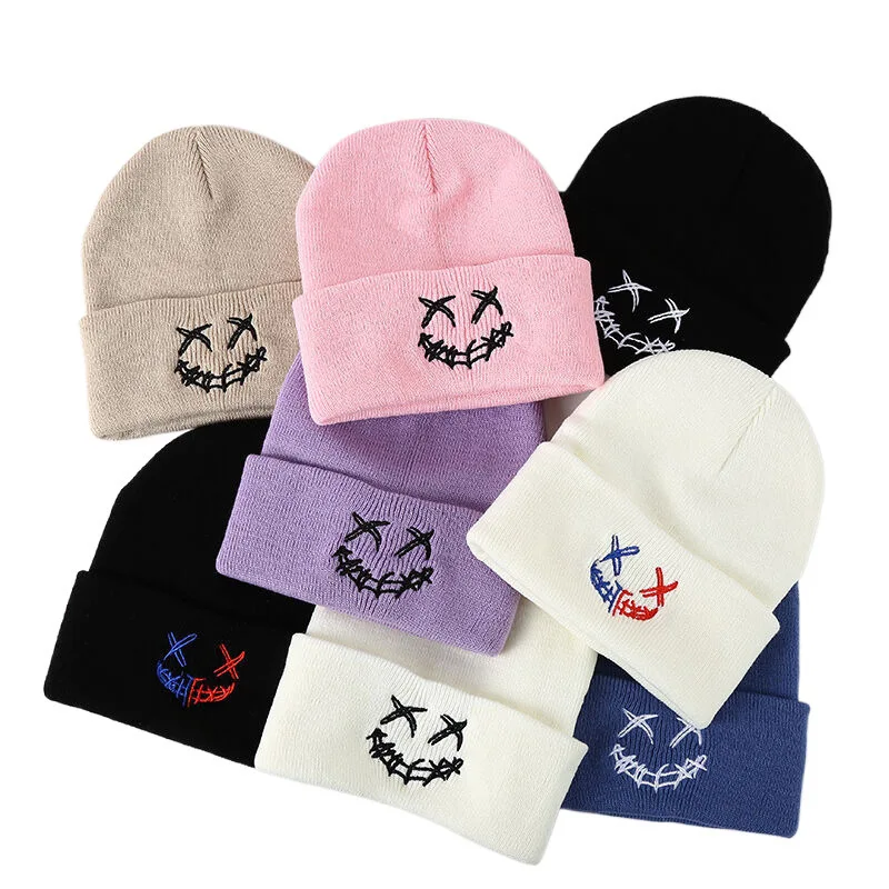 

Simple solid color wool hat for men and women hip-hop embroidery funny knitted hats
