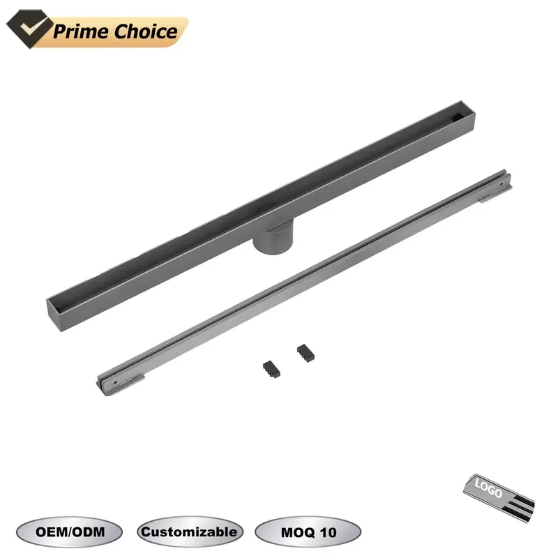 for Ultra-narrow 304 Stainless Steel Gray Linear Shower Drain with Removable Plug-in Built-in Hair Filter for Bathroom Use