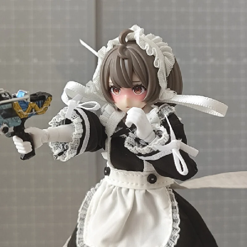 Black White Maid Dress Jk Apron Doll Clothes For 1/12 Scale 6 Inch Female Body Machine Girl Action Figure Accessories