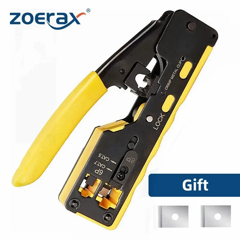 ZoeRax RJ45 Pass Through Crimping Tool Crimp Tool for RJ45 RJ12 RJ11 Connectors CAT6a Shielded Modular Plugs