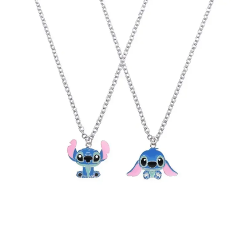 Cartoon Disney Stitch naszyjnik urocza moda duże ucho ścieg naszyjnik dla par spersonalizowana łańcuszek z wisiorem Hip Hop Anime