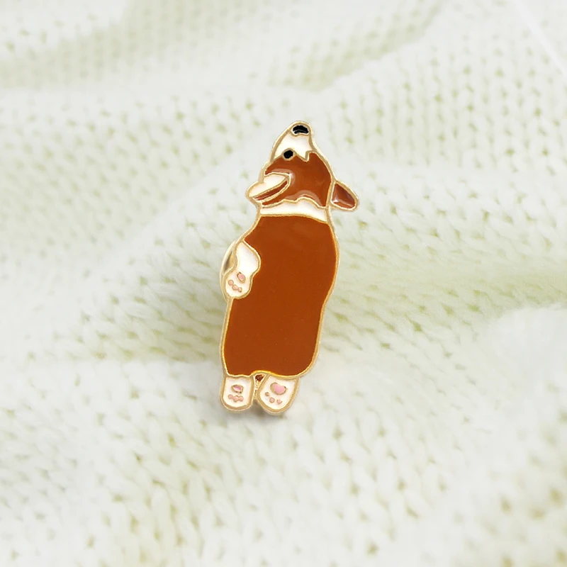 Cute Corgi Enamel Pins Dog Sleep Brooches Alloy Animals Bag Jeans Shirt Badges Jewelry Gifts for Friends Kids