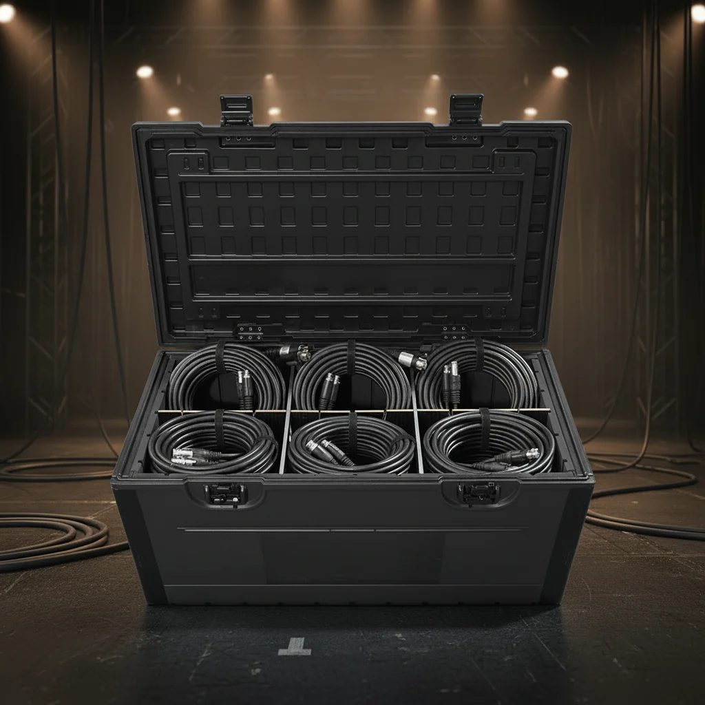 PE Stage Cable Box, Flight Case, Shockproof Lining, Removable Dividing Line, Stackable with Wheels, EOM/ODM