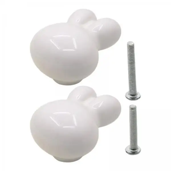 Rabbit Figurine Ceramic Knob Brass Drawer Handle Smooth Cupboard Pull for Children’s Room