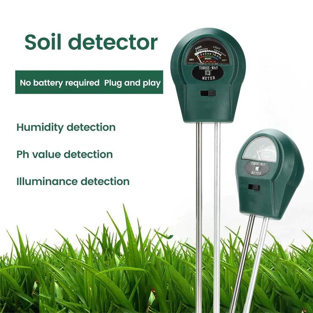 Probador de suelo 3 en 1, medidor de PH de humedad del suelo, probador de flores de humedad y acidez, herramienta de medición de temperatura y acidez