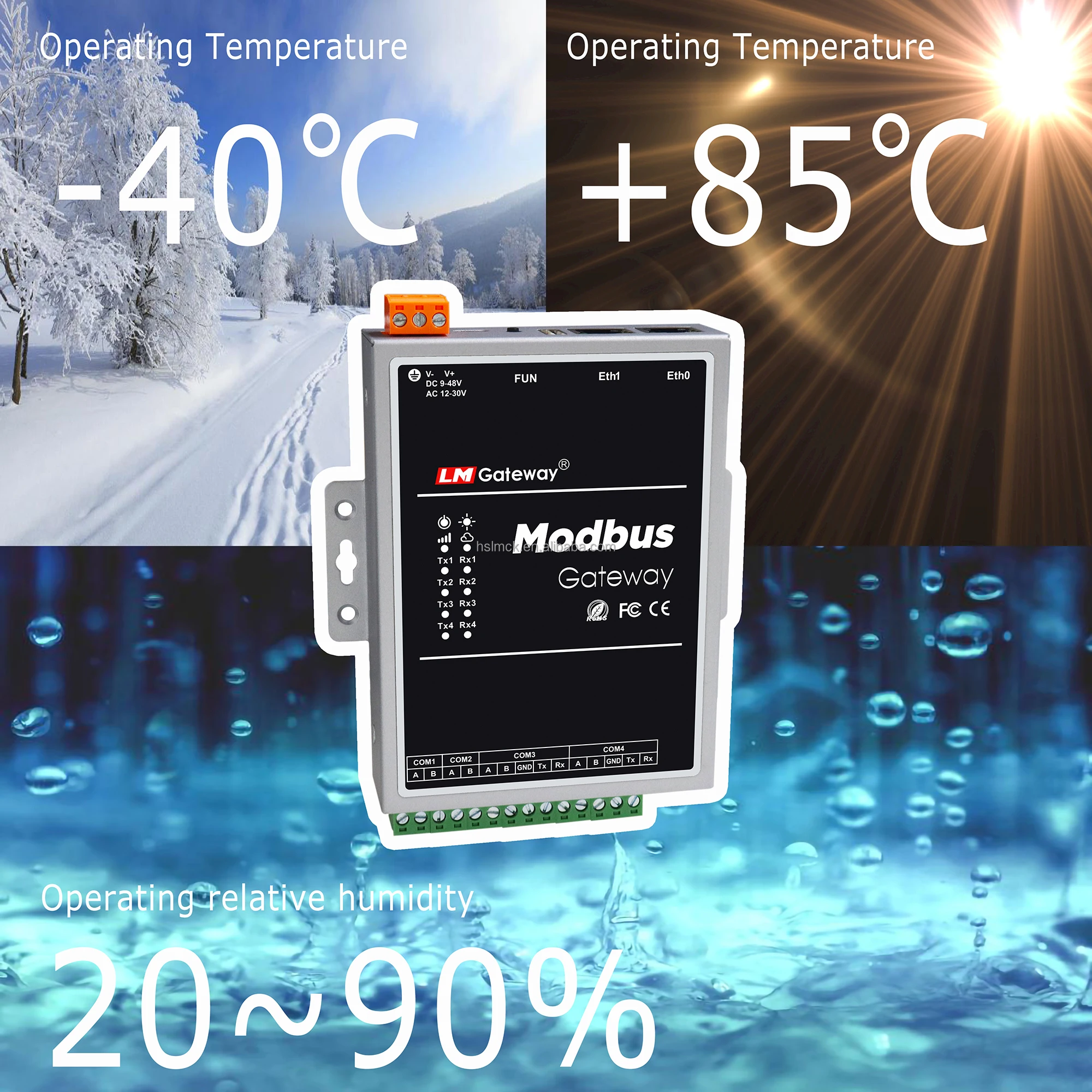 Modbus Gateway LM Gateway 402M for BACnet to Modbus Converter Modbus RTU to TCP Gateway 4 RS485 Ports 2 LAN Ethernet