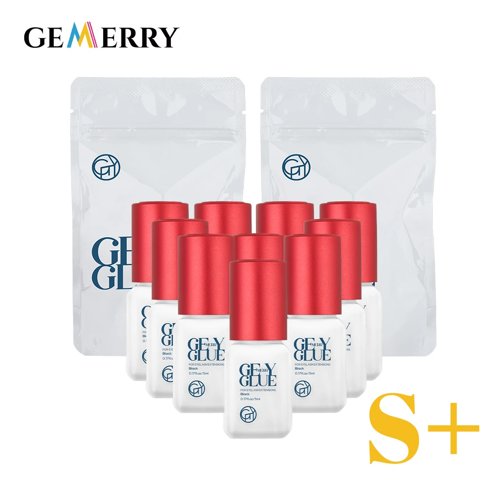 Gemerry Eyelash Extension Glue 5/10pcs Wholesale False Lashes Strong Adhesives Retention 6-7 Weeks Low Smell No Irritation Glue