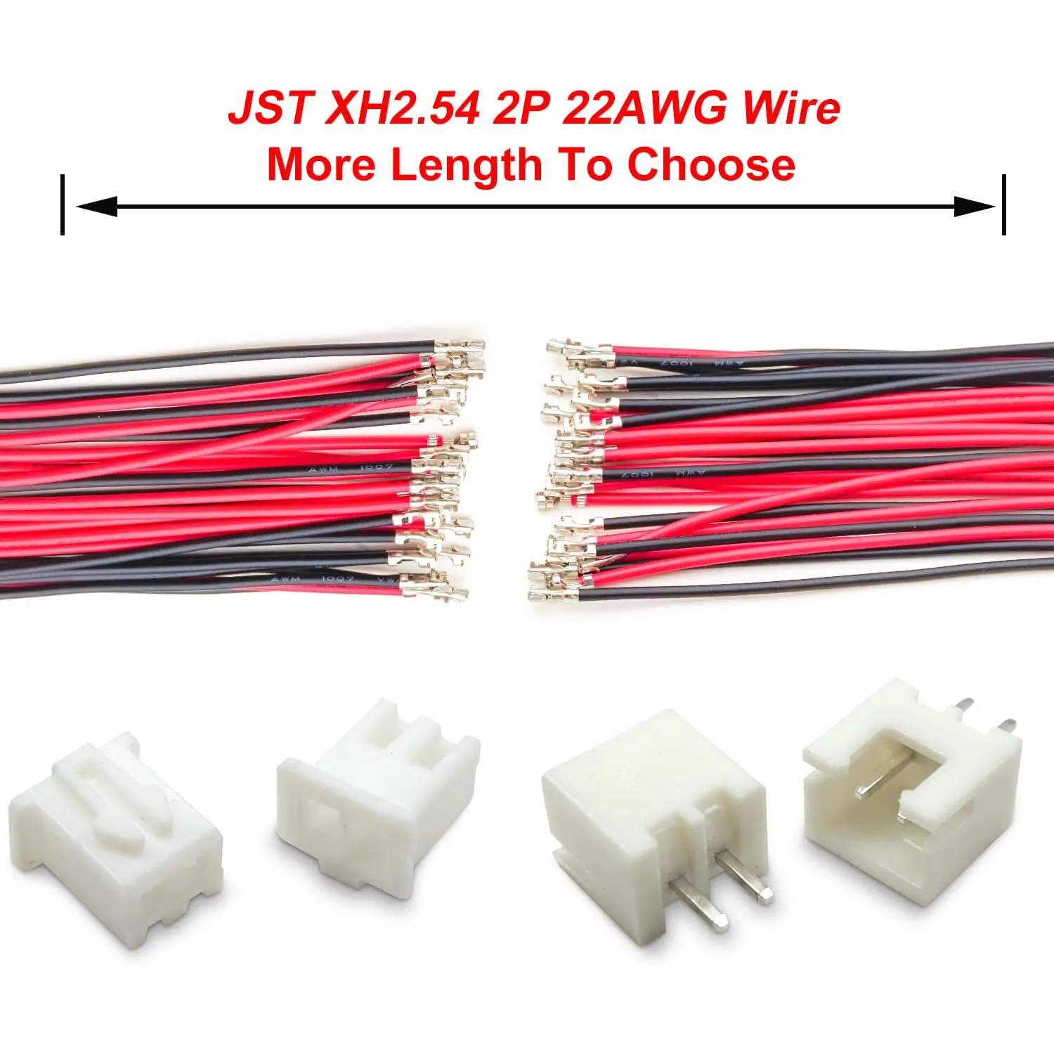 2.54mm JST Connector with 22AWG Pre-Crimped Wire, 2/3/4/5/6 Pin Housing JST Adapter Cable Connector 20cm Wire