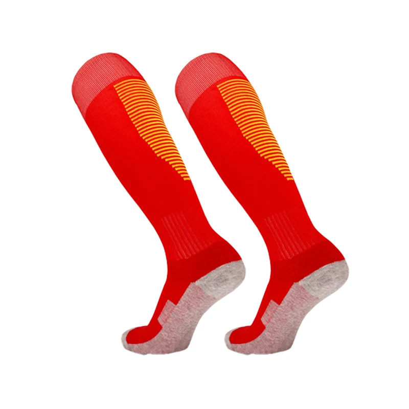 Streep Sportvoetbal Sokken Volwassen Kinderen Ademende Voetbalclub Knie Hoge Training Hardlopen Lange Kous Handdoek Bodem Sok Unisex