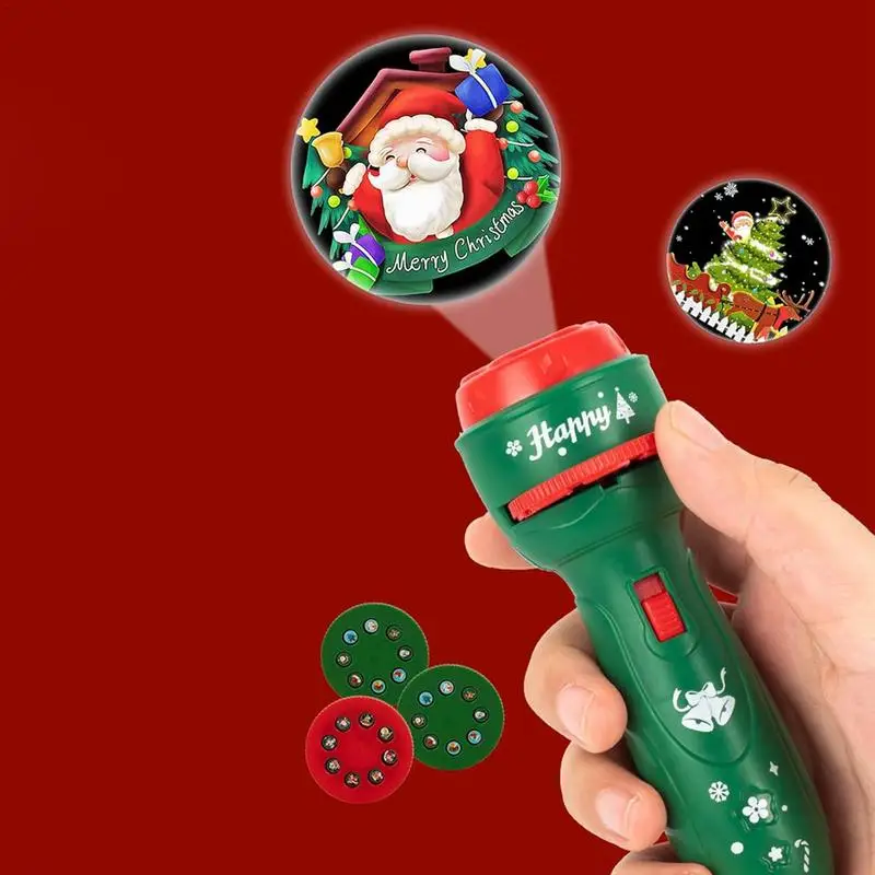 Christmas Projector Flashlight 24 Patterns Cartoon Santa Slide Torch Toys Kids Early Educational Projector 2024 Christmas Gifts