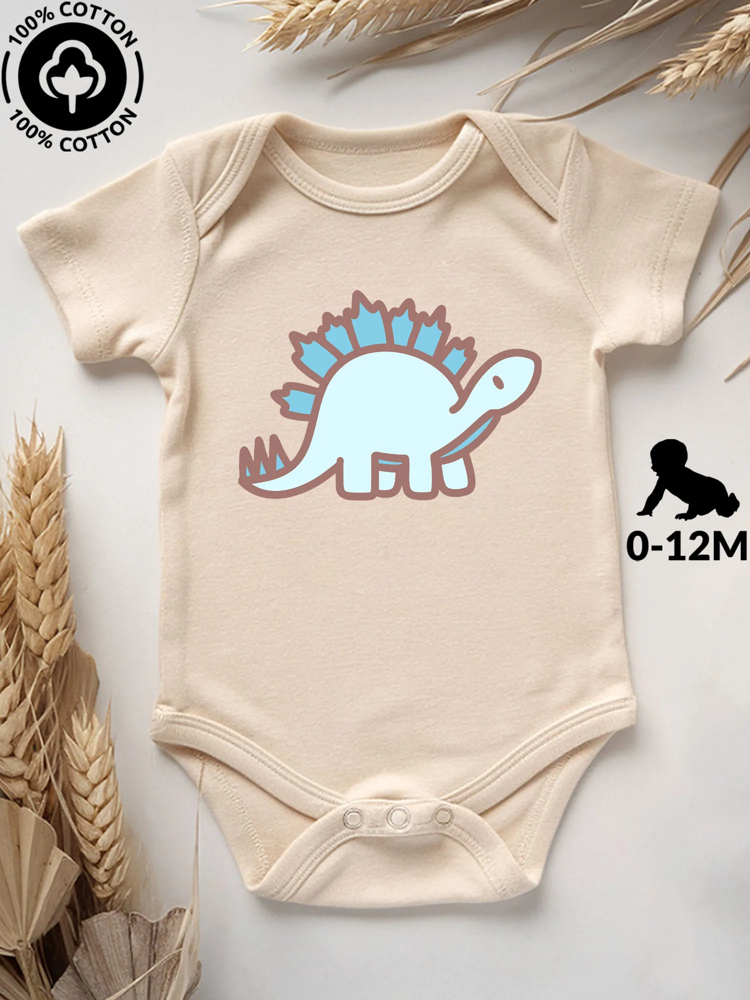 

Kawaii Miragaia Unisex Baby Bodysuit, 100% Cotton Soft Onesie, All-Season Wear Beige Crawling Suit 190GSM