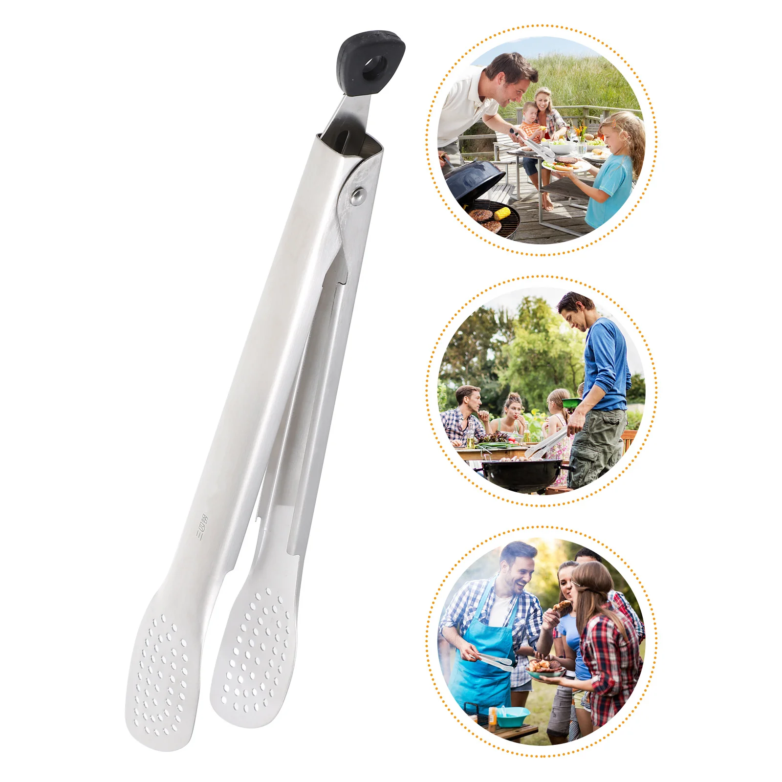 

1 pc Stainless Steel Head Multipurpose Food Tong Practical Bbq Clip For Fruits Vegetables Meat Hollowed Fruit Clip Eco-Friendly