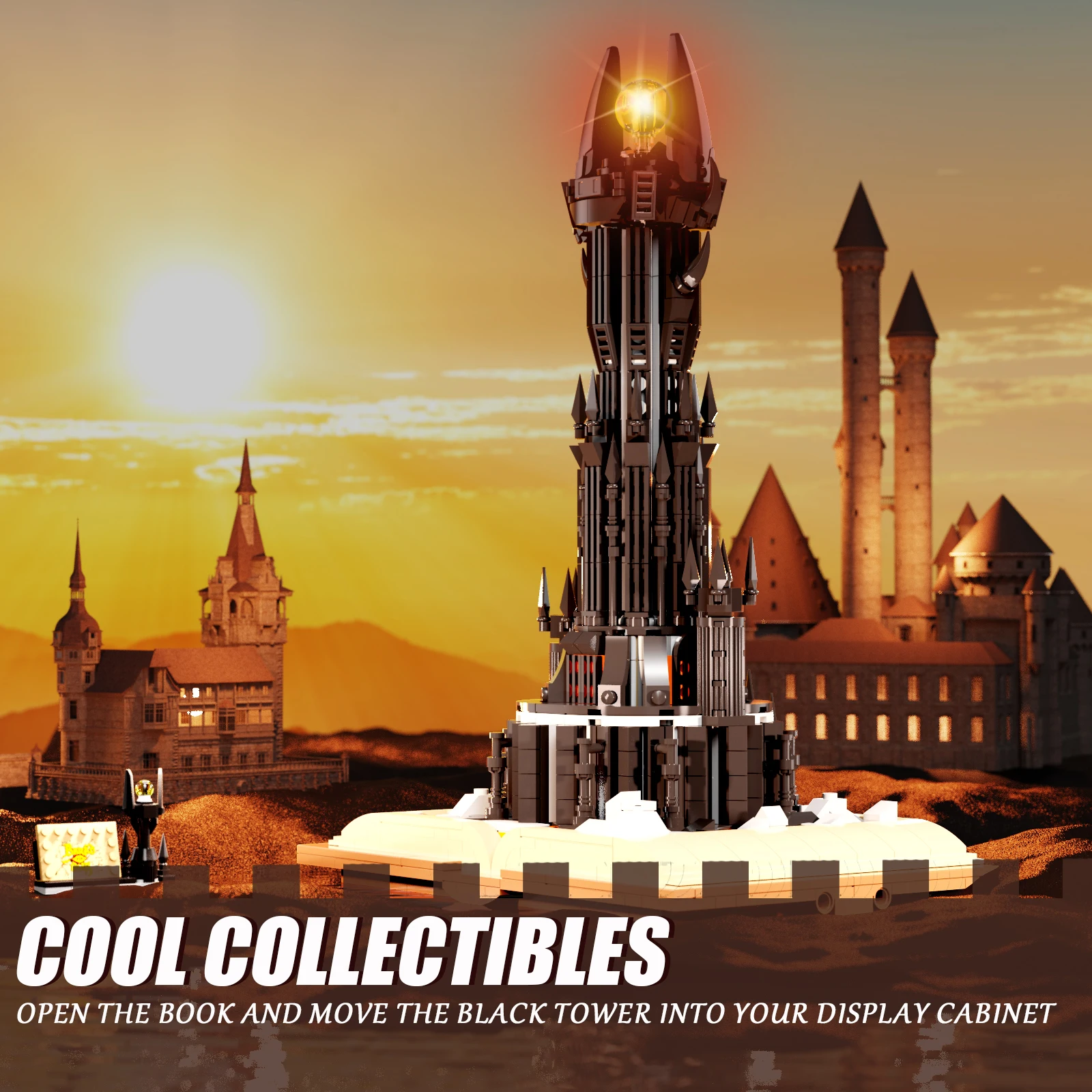 ตัวต่อบล็อกปราสาทลอร์ดออฟเดอะริงส์ ชุดสร้างสรรค์สถาปัตยกรรม หอคอยมืด ชุดสร้างสรรค์หนังสือเวทมนตร์