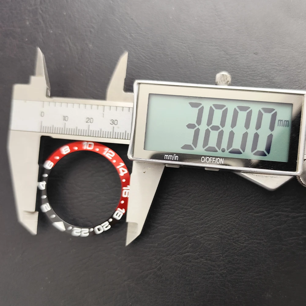 38mm*3.6mm Uhrenlünette, passend für austauschbare Lünetten, mechanisches Zubehör, blau leuchtende Keramik/Aluminium GMT-Lünette, Uhren für Herren – Detail 5