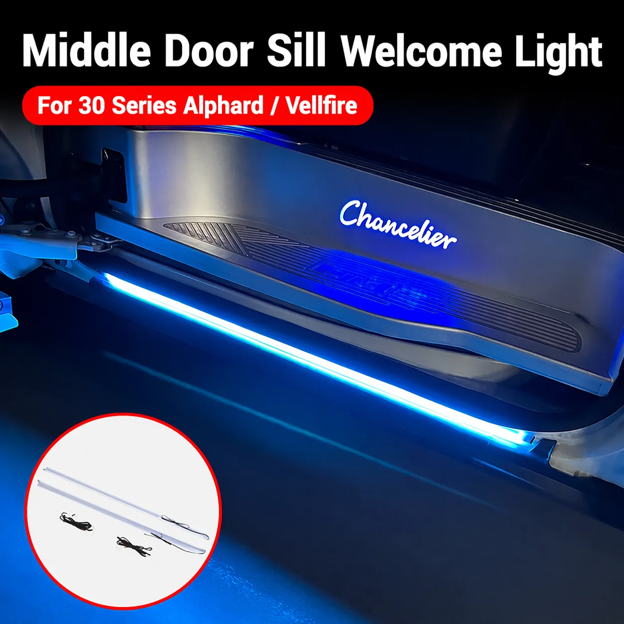 Car LED Welcome Light for Toyota Alphard Vellfire 30 Series Sliding Door Sill Car Door Light Courtesy Lamp Interior Upgrade 2PCS