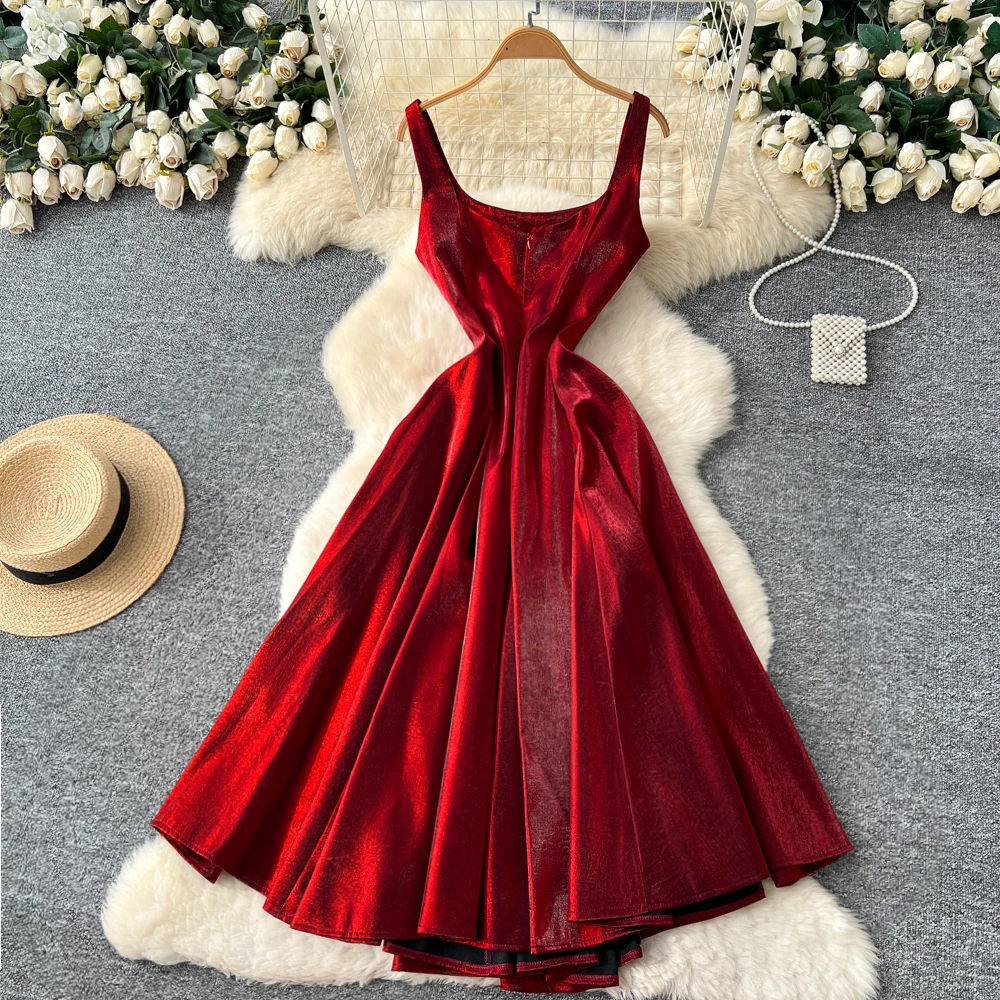 Chic vintage Sexy sleeveless Ruched Fairy Vacation Long dress Women Boho Sundress ceremony dresses