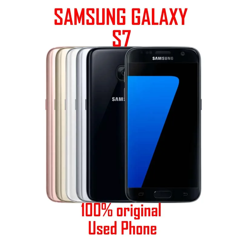 هاتف سامسونج جالاكسي S7 G930F G930A G930V 4G LTE هاتف محمول 5.1 بوصة AMOLED 4GB RAM 32GB ROM 12MP + 5MP Exynos 8890 ثماني النواة S7