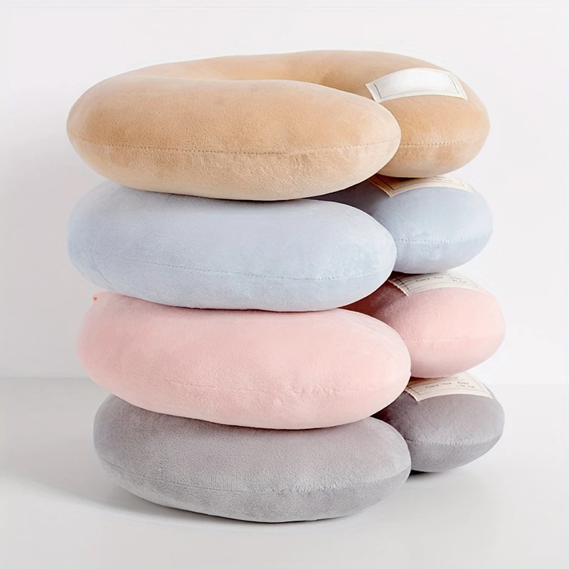 1pc 11.02*11.02inch Popular PP Cotton U-shaped Pillow Super Soft Office Nap Neck Pillow Travel Three Treasures Solid Color Throw