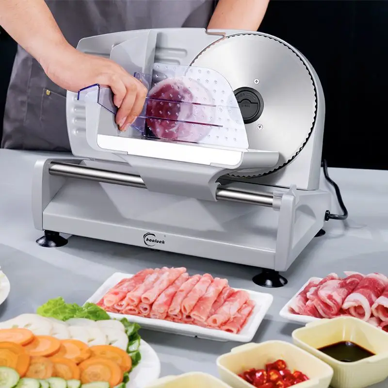 Electric Food Slicer Desktop Meat Slicer cutter Mutton Rolls Meat Cutting Machine Vegetable Bread Sausage Slicing Machine 220V