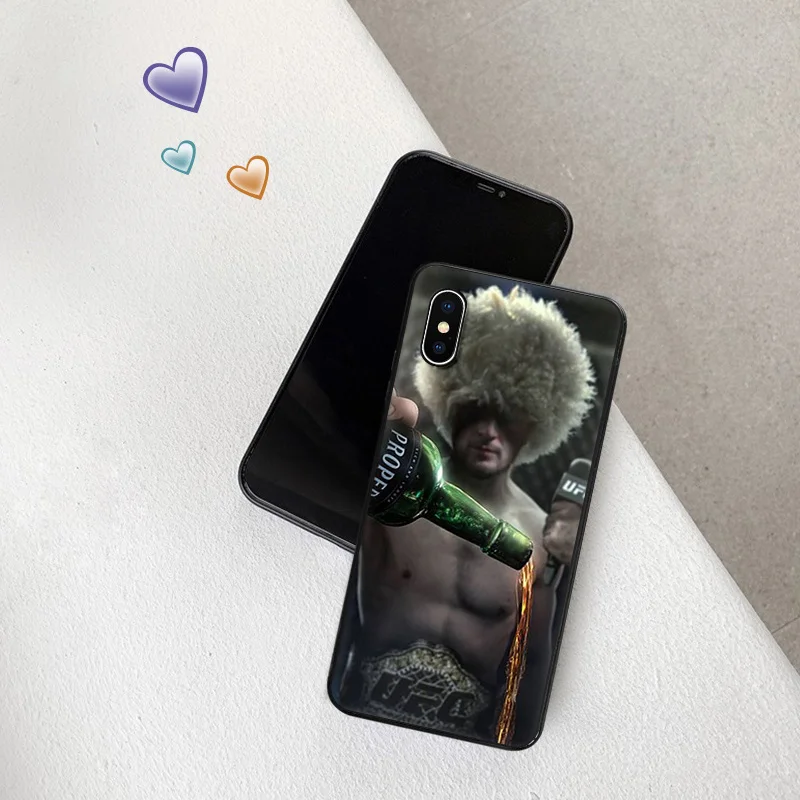 Phone Case for Apple iphone 16 Pro 15 12 11 13 Mini 14 Plus SE XR X XS Max kHabib Nurmagomedov Soft Black Anti-Drop Cover