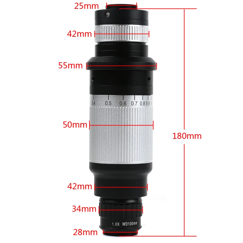 0.3-3.0X Zoom Monocular Optical Lens 250X 4K UHD Parallel Video Microscope 25mm C Mount Lens For Type-c HDMI USB VGA Microscopy