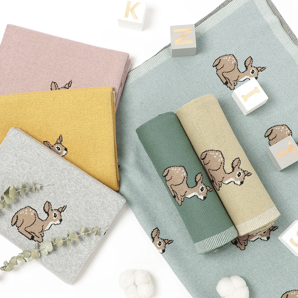 

Baby Blanket Super Soft Newborn Girl Stroller Wrap Swaddle Cotton Knitted Toddler Infant Boy Crib Quilts Cute Sika Deer 100*80CM