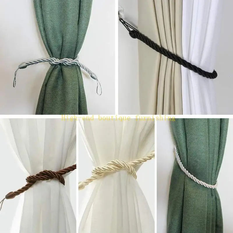 L9NB Pack of 4 Handwovens Bohos Styles Decorative Holdbacks Elegant Cotton Rope Curtain Tiebacks for Home and Office Drapes