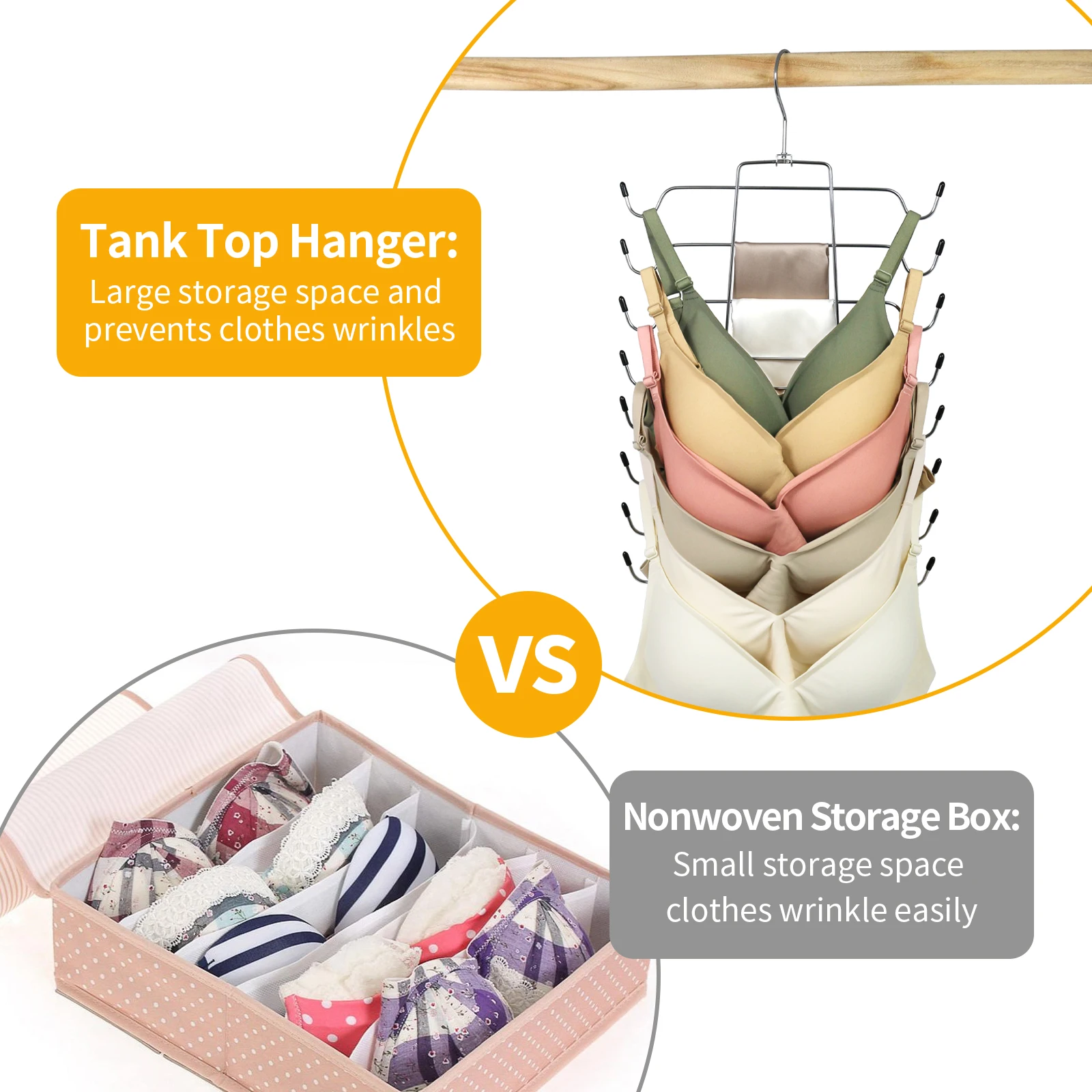 8 layer Tank Tops Hanger Bra Hangers Space Saving Hanger Metal Folding Closet Organizer for Tank Tops Bras Bathing Suits Belts