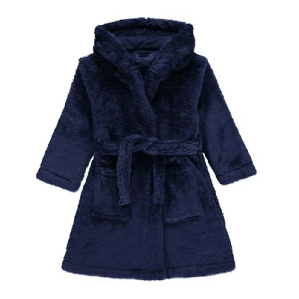 الأولاد لينة الصوف الدافئة روب للنوم حمام رداء الأولاد البشكير #4