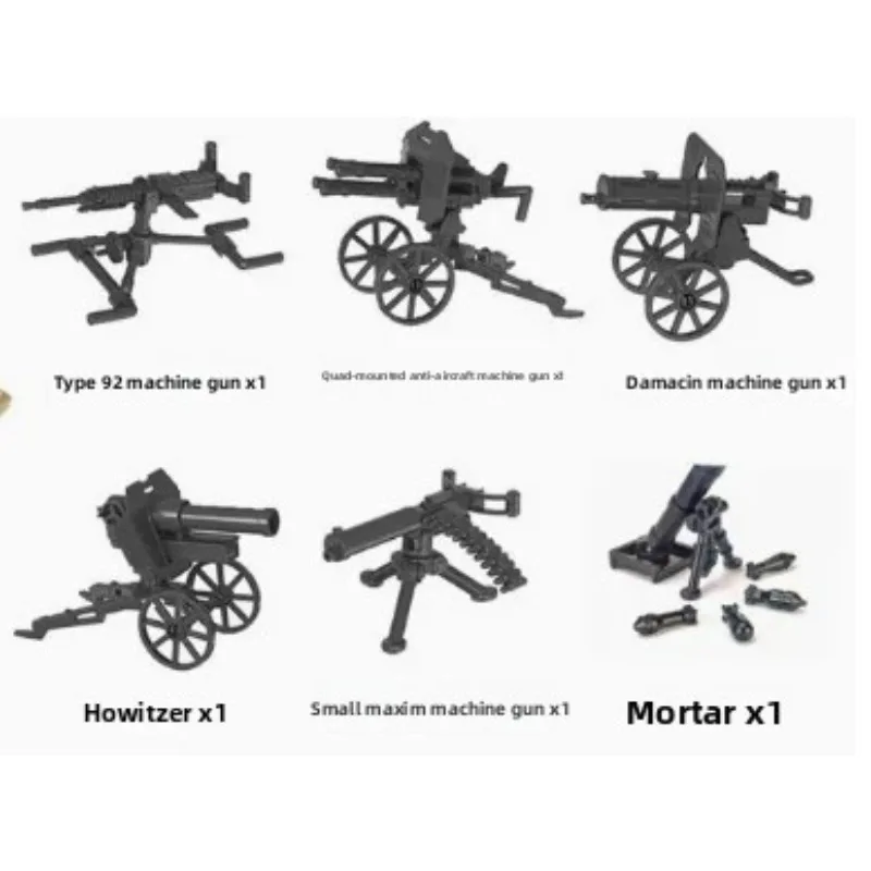 Zweiter-Weltkrieg-Puppenset-Kollektion mit Militärwaffen, Sandsäcken, Figuren, Bausatz-Spielzeug, Creeper für Kinder, Lernspielzeug
