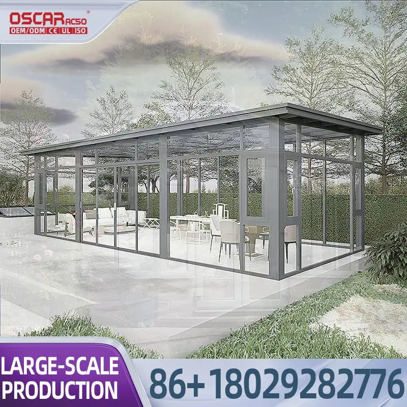 Factory Direct Supply Modern Aluminum Glass Sun Room with Powder Coated Frame EcoFriendly Outdoor Glass Enclosure for Garden Pat
