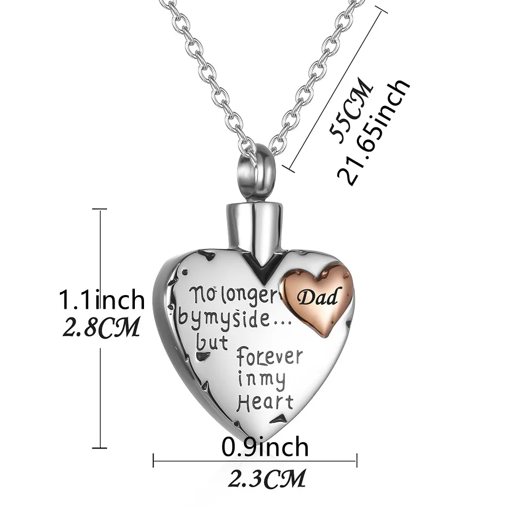 Cremation Necklace - Stainless Steel Ashes Pendant for Human Ash, Memorial Urn Jewelry Keepsake