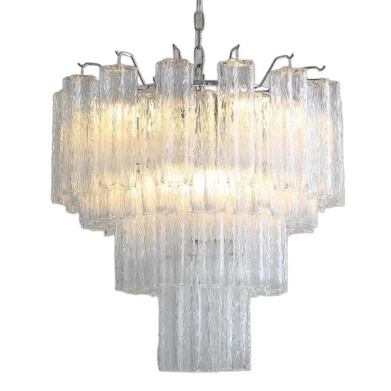 French medieval American retro bedroom master living room high-end duplex glass chandelier