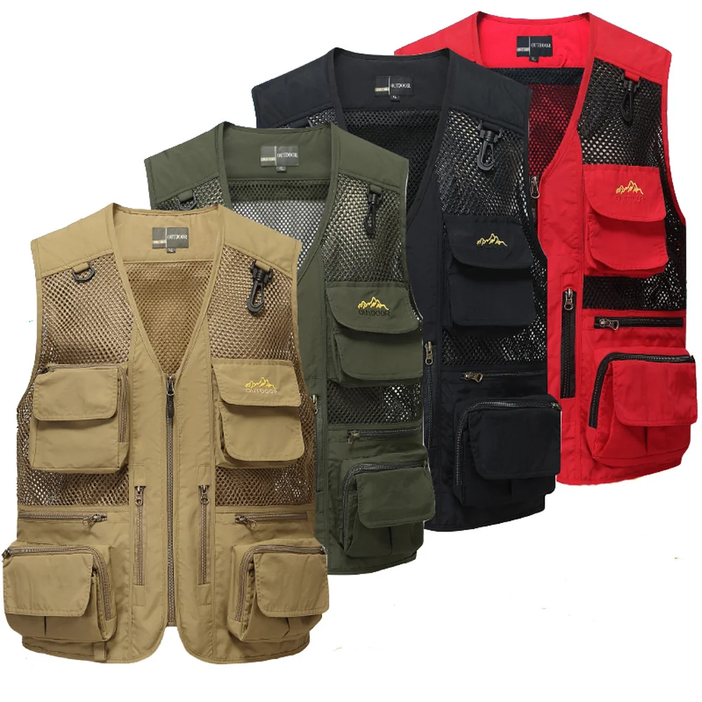 Mesh Breathable Detachable Fishing Vest Men\'s Multi Pocket Photographer Vest Travel Sleeveless Jacket