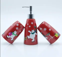 Bear Pattern Bathroom Toilet Kit Ceramic Mouth Cup Set Christmas Gifts Home Bathroom Accessories Set Nordic Style Soap Dispenser