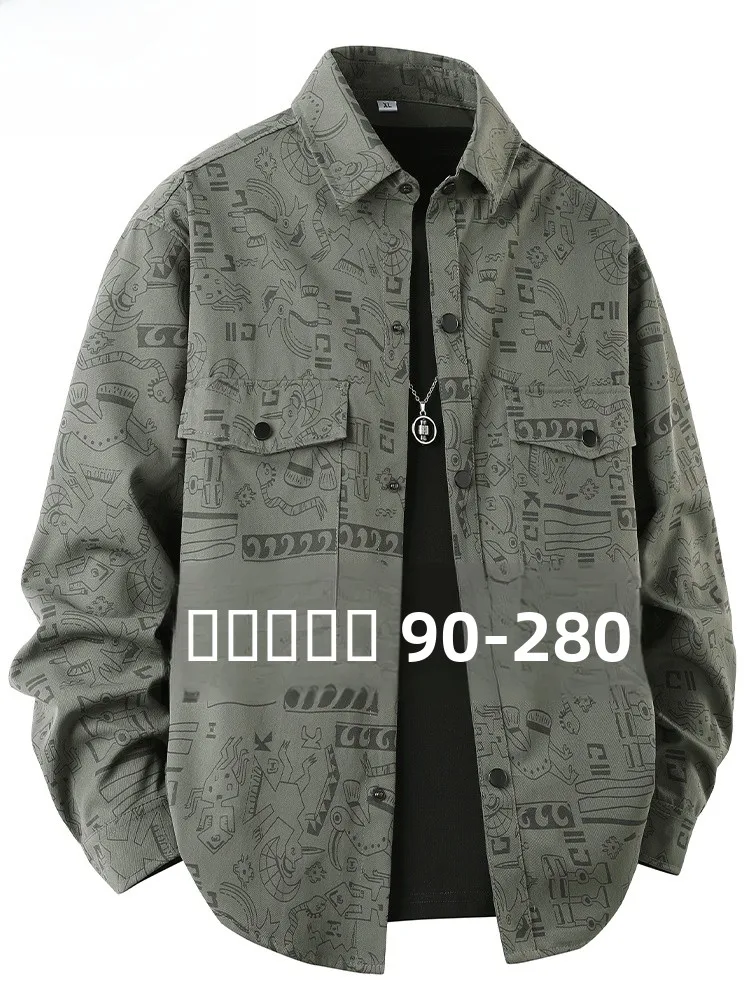 

MoChao American Style Casual Long Sleeve Shirt Men's Collar Loose Fit Handsome Large Size Workwear Jacket Leisure Outerwear