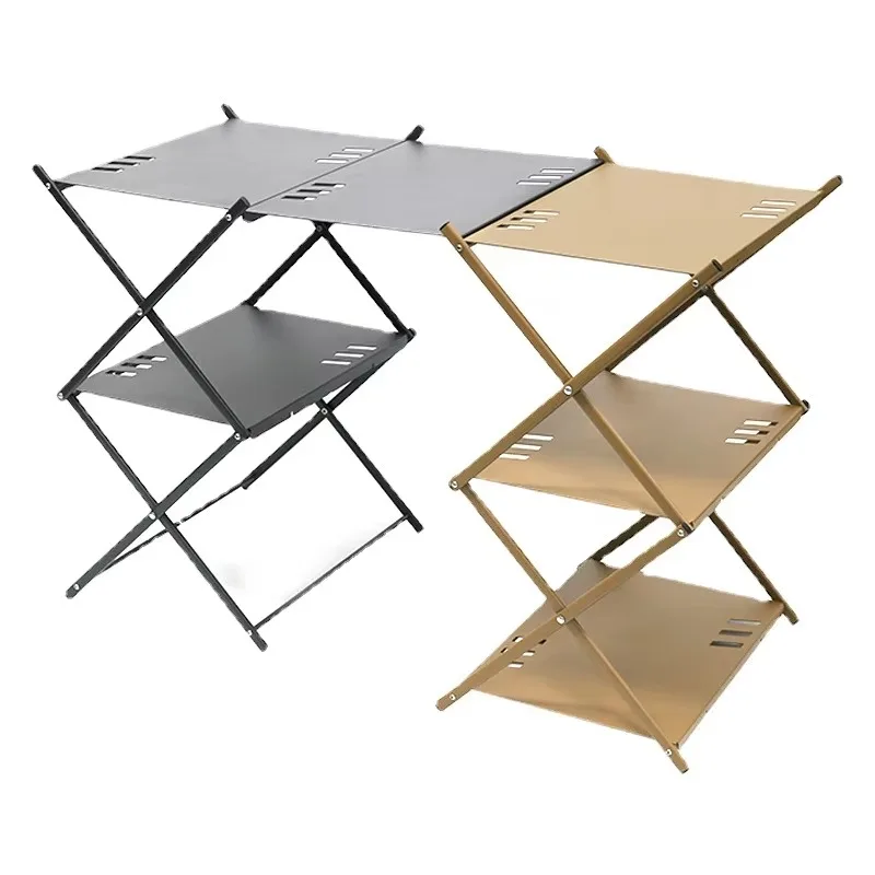 

Storage rack foldable aluminum metal picnic table outdoor camping tactical equipment