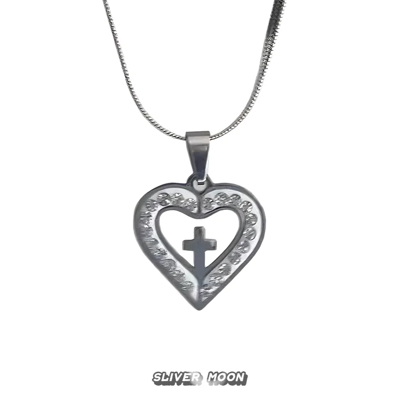 الحب الصليب قلادة قلادة - سلسلة الترقوة المتخصصة الموضة |   Qixi/هدية عيد الحب للنساء، مجوهرات الحفلات