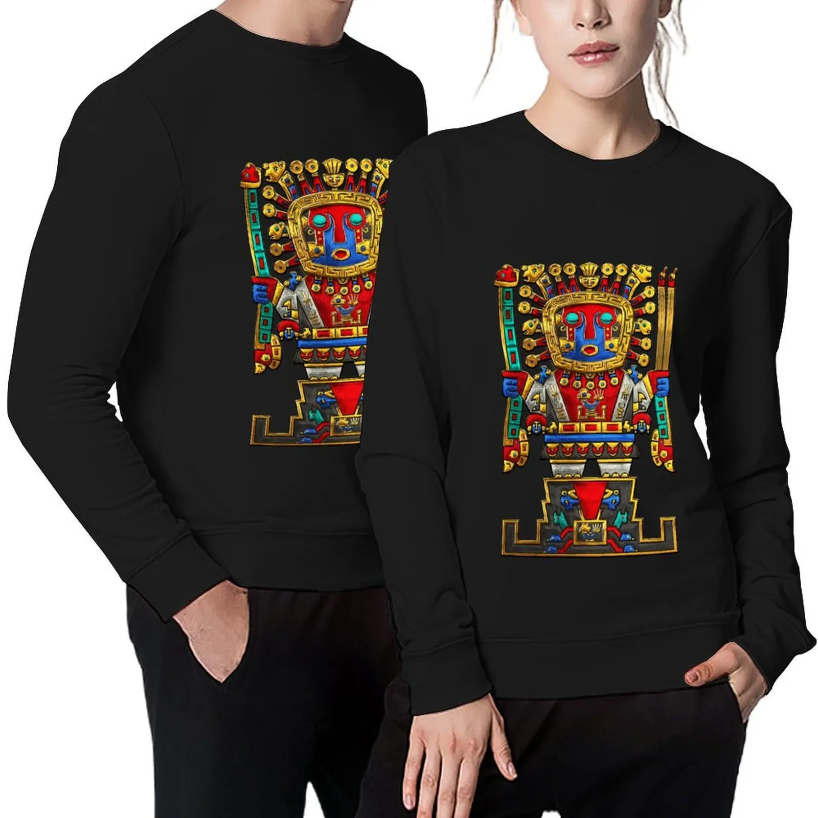 

Incan Gods - The Great Creator Viracocha on Black Canvas Pullover men's sweat-shirt set tracksuit men sports sweatshirt man