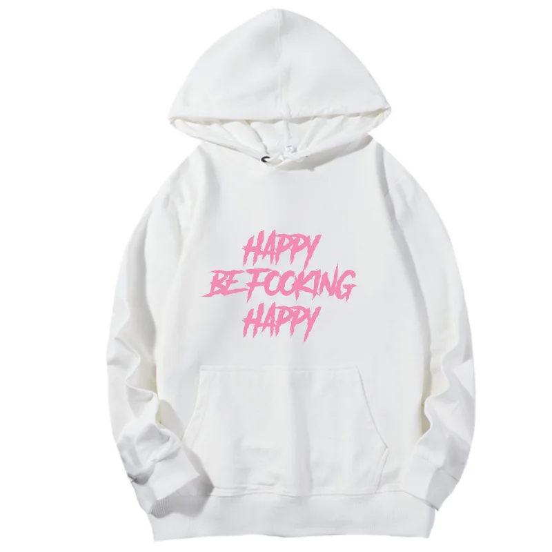 

Женский свитшот с капюшоном Happy be fooking, весенне-осенний хлопковый свитшот с графическим принтом