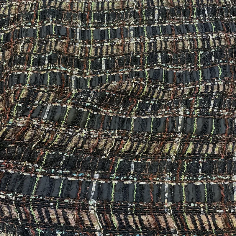 

Black Coffee Special Yarn Tweed Fabric Luxury Textured Wool Blend Boucle Cloth For Jacket Coat High Quality Garment Material