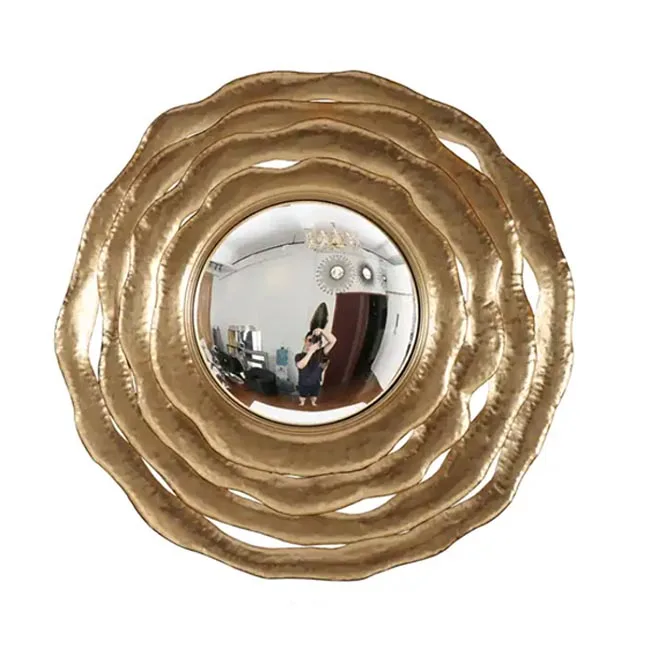 

102*102*4cm Metal Gold Mirror New Rose Design Gold Plated Mirror Manufacturer Living Room Decorative Mirror For Makeup