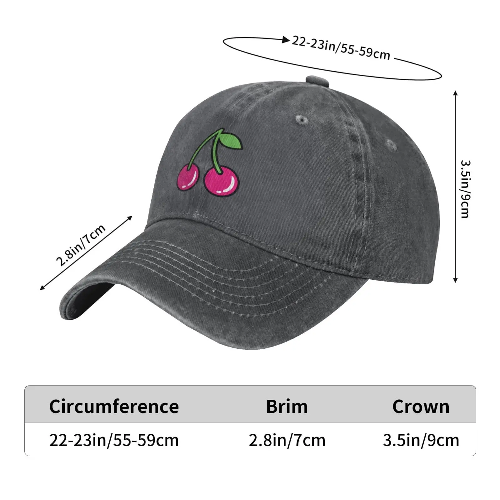 Gorra de béisbol de frutas de cereza frescas para hombres y mujeres, sombreros de mezclilla, gorras de camionero, sombrero de papá